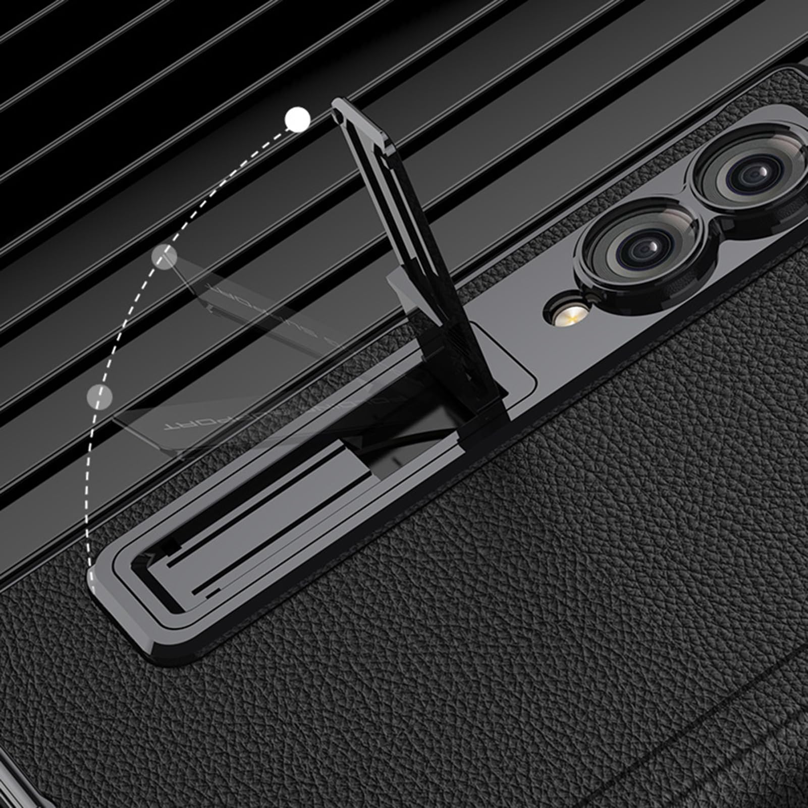 Custodia In Pelle For Samsung Galaxy Z Fold 8, Custodia Protettiva For Schermo In Fibra Di Carbonio Con Supporto Regolabile E Cerniera