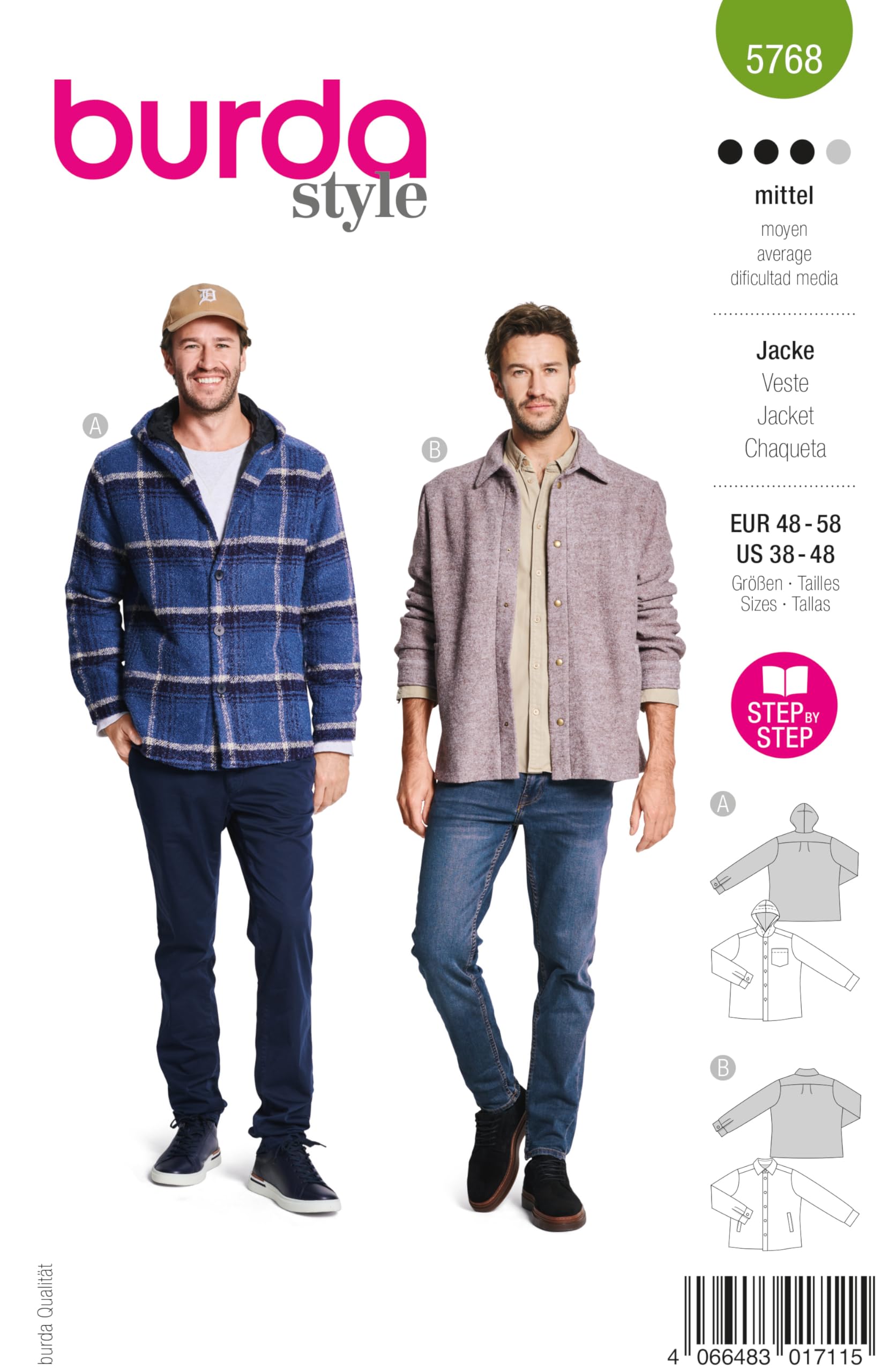 Burda Herren Jacke Nähmuster Herren Jacke Nähmuster Burda 5768