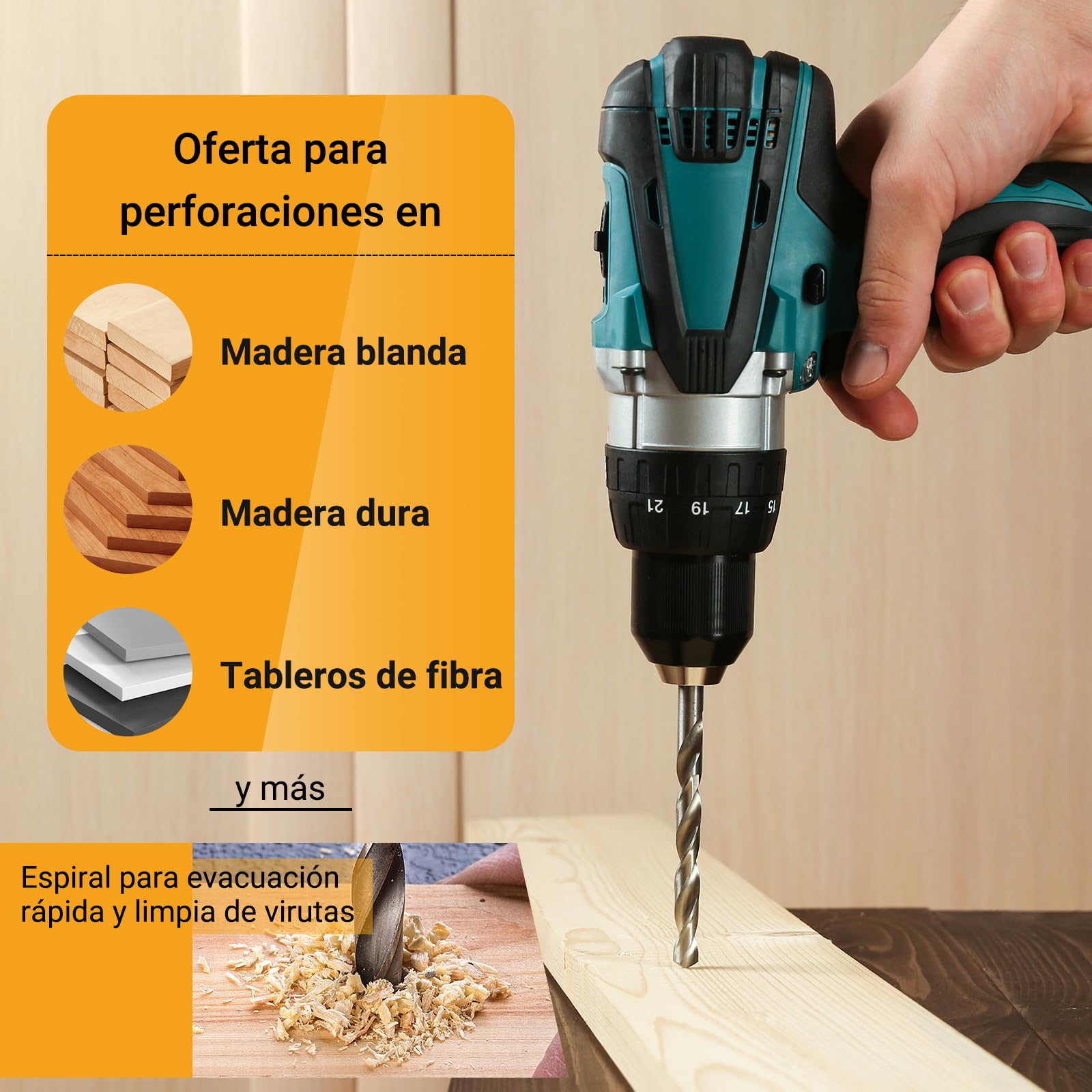 Brocas para Madera HSS-G, 25 Piezas juego broca madera, 1-13 mm Broca para Madera Pasos de 0,5 mm