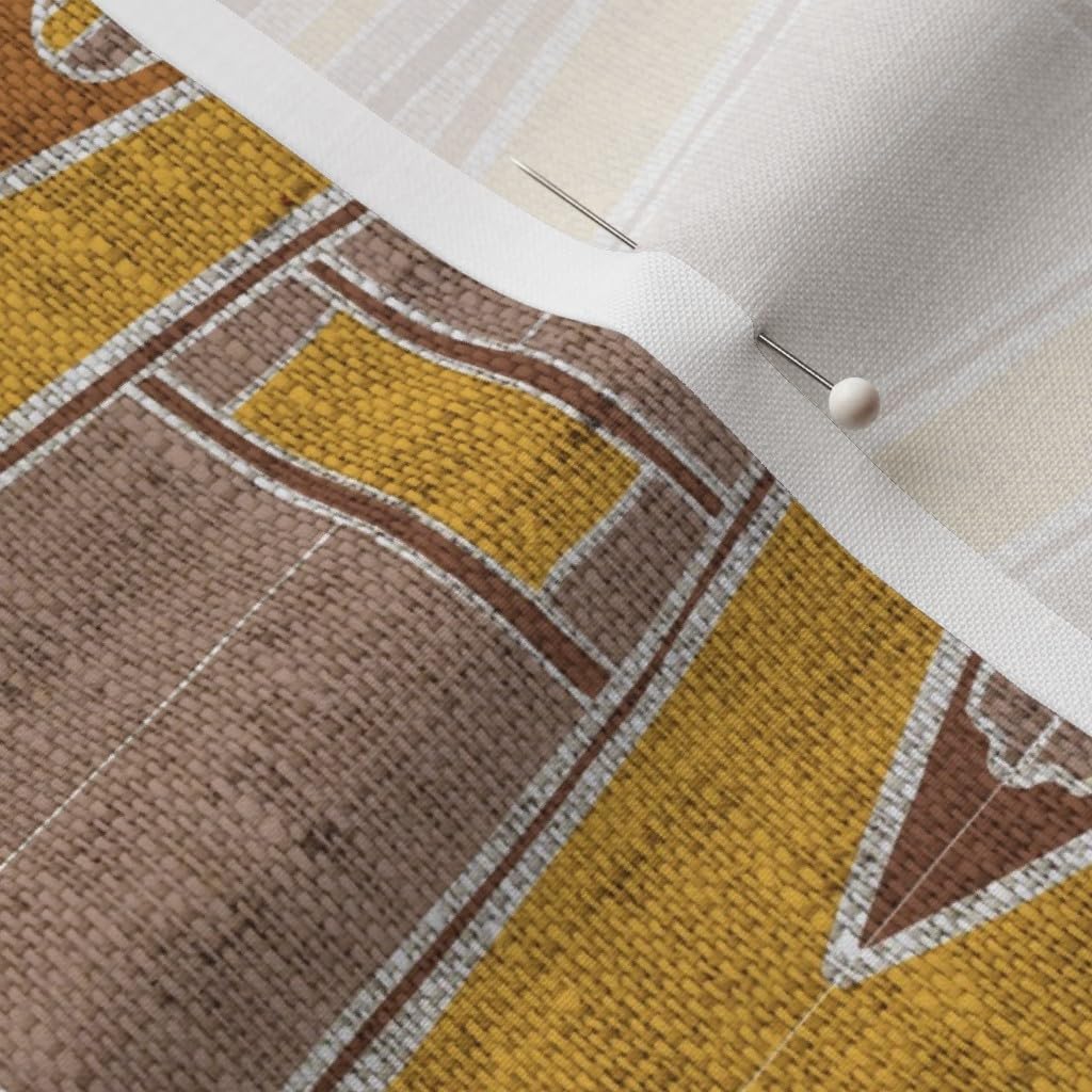 Spoonflower Fabric - Yellow Brown Geometric Abstract Tent Lake Fishing Camping Canoe Teens Printed on Petal Signature Cotton Fabric by The Yard - Sewing Quilting Apparel Crafts Decor