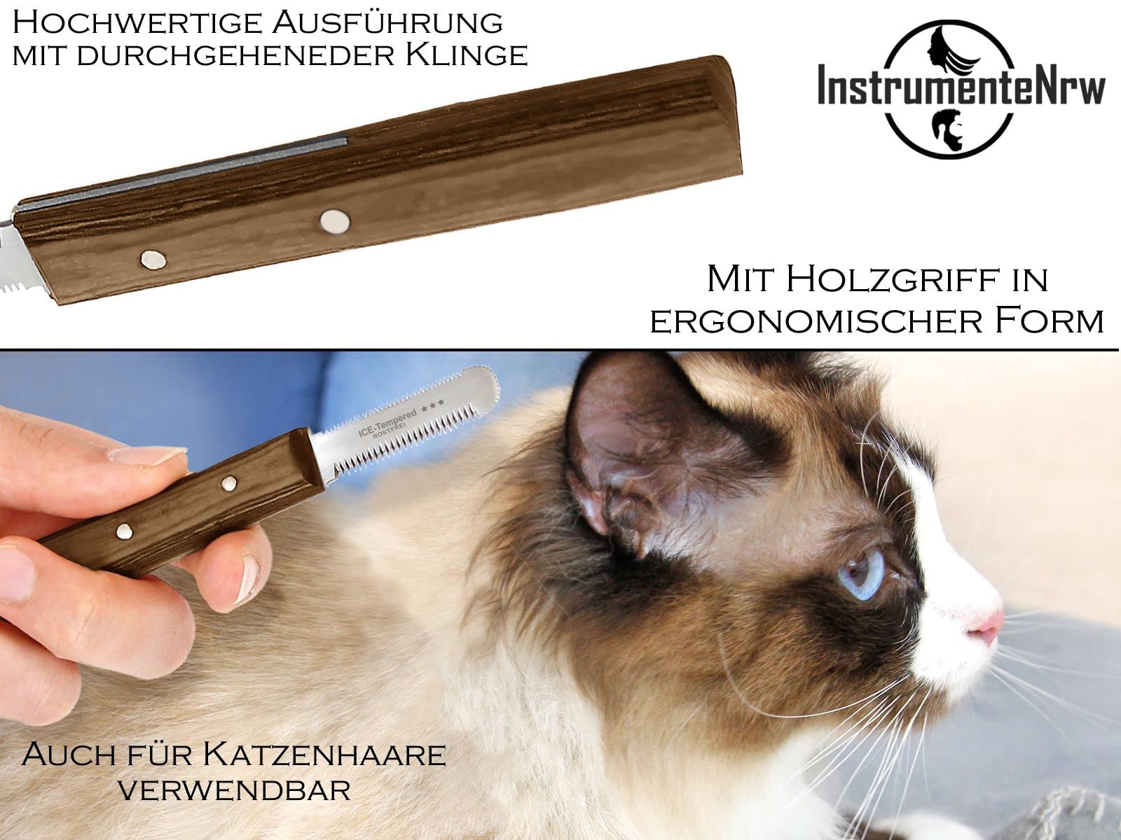 Trimmmesser Set für Hunde und Katzen 3-teiliger Satz Haustier Trimmer - Hundefellpflege Kamm - Unterwolle Fellmesser Hundeschere aus Edelstahl für Langhaar und Kurzhaar