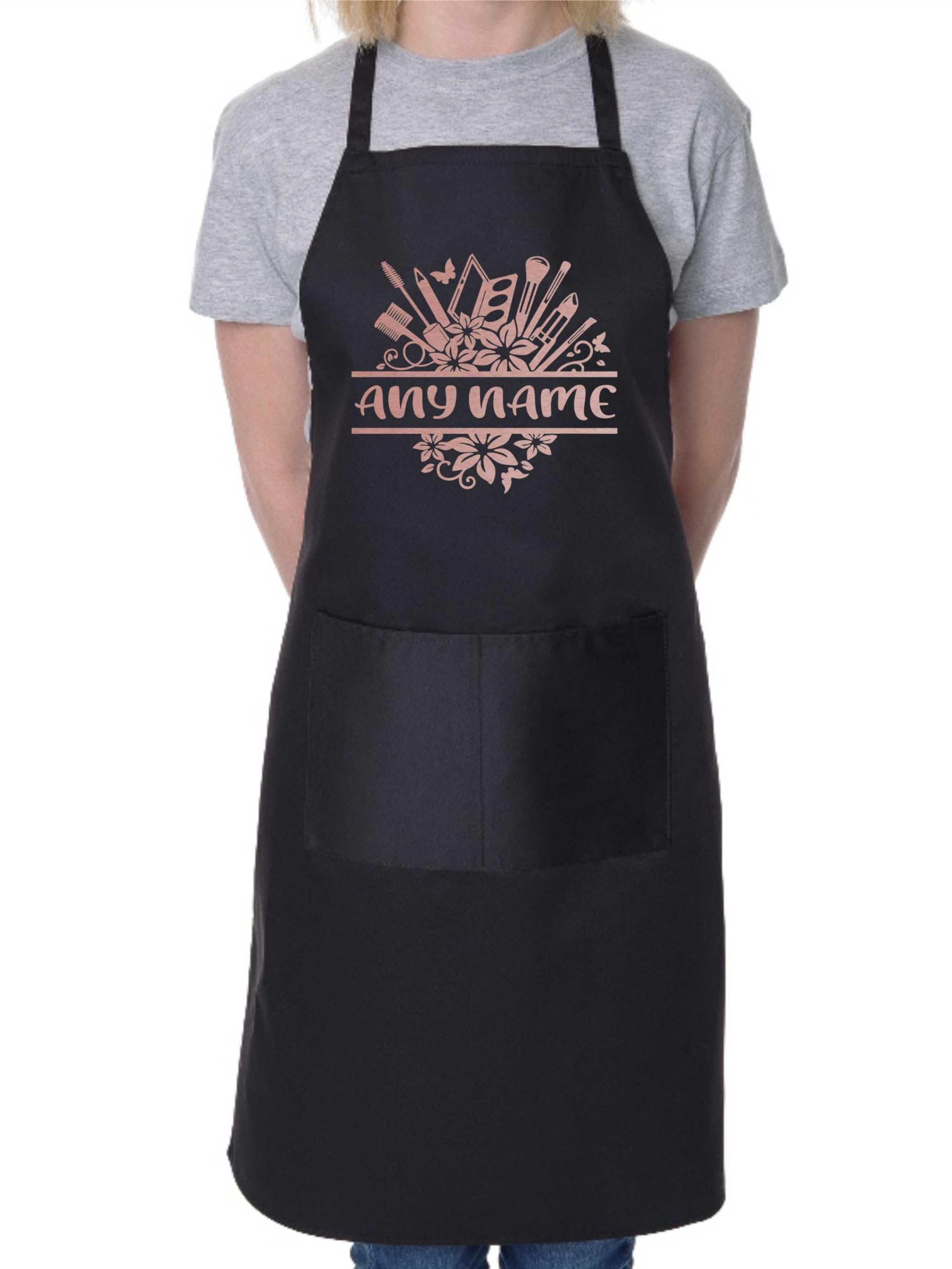 Print4U Personalised Apron Beauty Make Up Salon Your Name Here Cooking Birthday Black