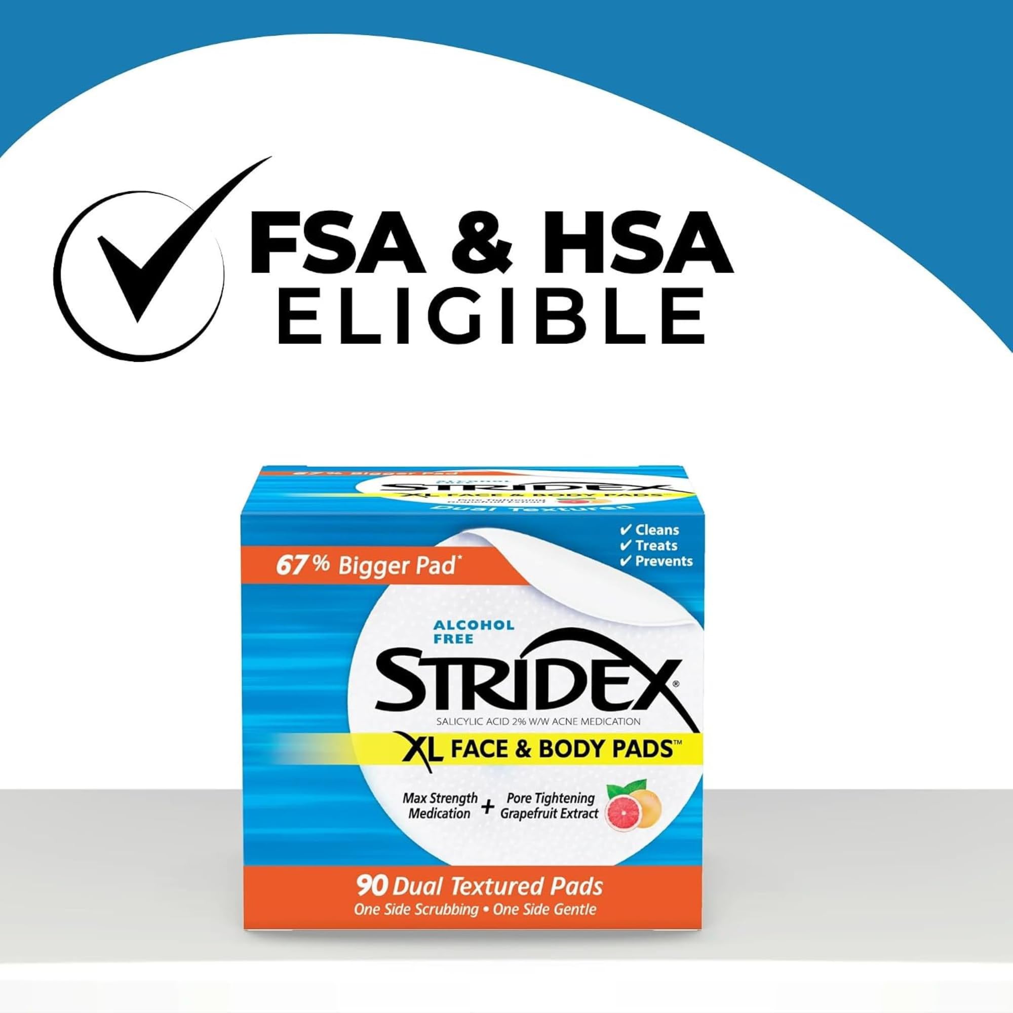 Stridex Almohadillas corporales XL para la cara, 90 unidades