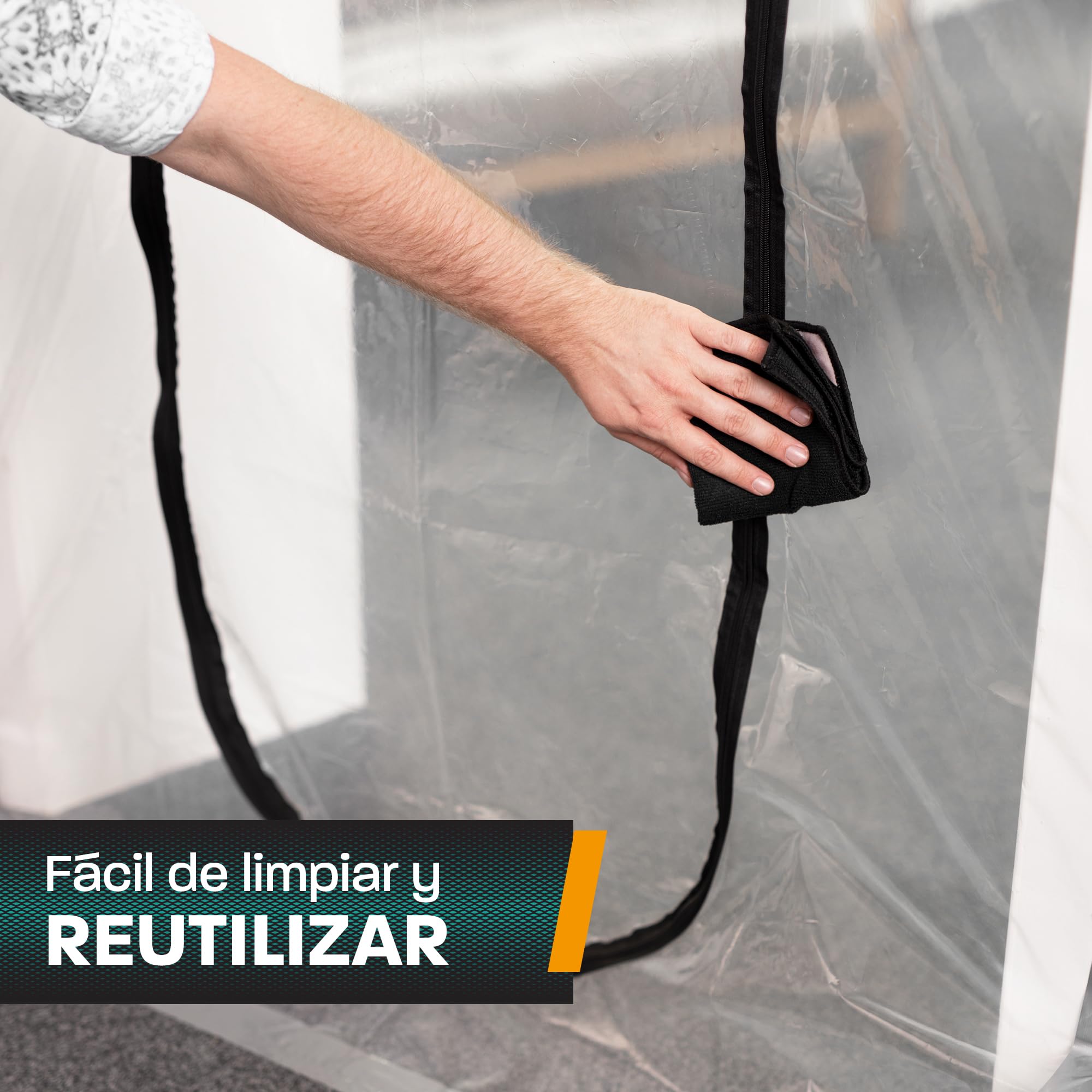 Hinrichs 2 protectores para puerta con cremallera, 220 x 120 cm, para puerta de construcción, transparente, con cremallera, lámina protectora para pintor, protección contra el polvo y la suciedad