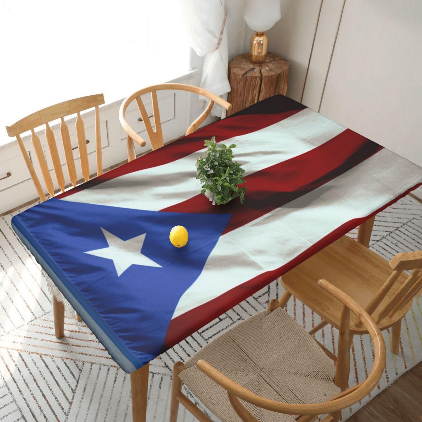 WPKJU Puerto Rico Flag Printed Tablecloths 5ft Rectangular Table Covers Washable Polyester Decorative Table Cloth for Dining Table Picnic Wedding