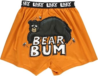 Lazy One Funny Animal Boxers, Novelty Boxer Shorts, Humorous Underwear, Gag Gifts for Men, Funny Bear Boxers