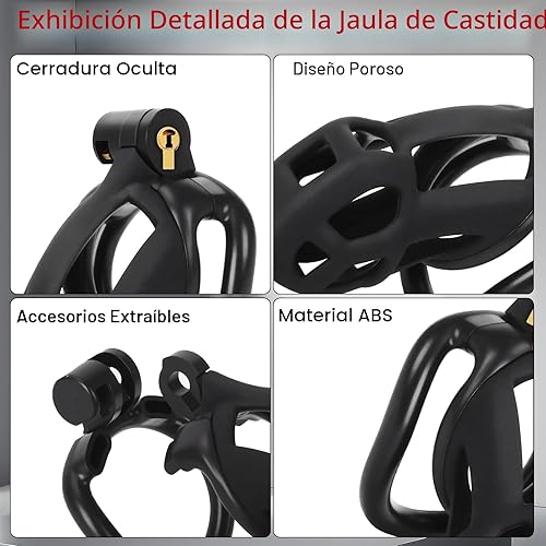 Miniatura 4 de Jaula de castidad masculina Astini con cinturón elástico y candado invisible - 4 anillos Diseño ligero de ajuste cómodo para uso a largo plazo