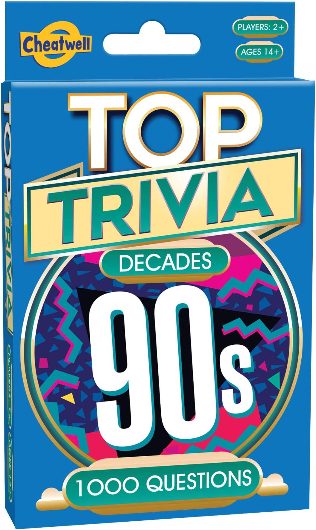 Cheatwell Games Top Trivia 1990's - A Decade of Trivia Travel Pack Card Game - 1000 Quiz Questions - For Ages 14 and up