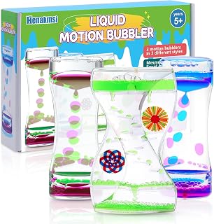 Liquid Motion Bubbler Timer 3-Pack Sensory Toys Colorful Water Fidget Toy for Kids & Adults Hourglass Toy for Activity, Relaxing, Anxiety,Calming Stress, Autism, ADHD Office Home Desk Decorations