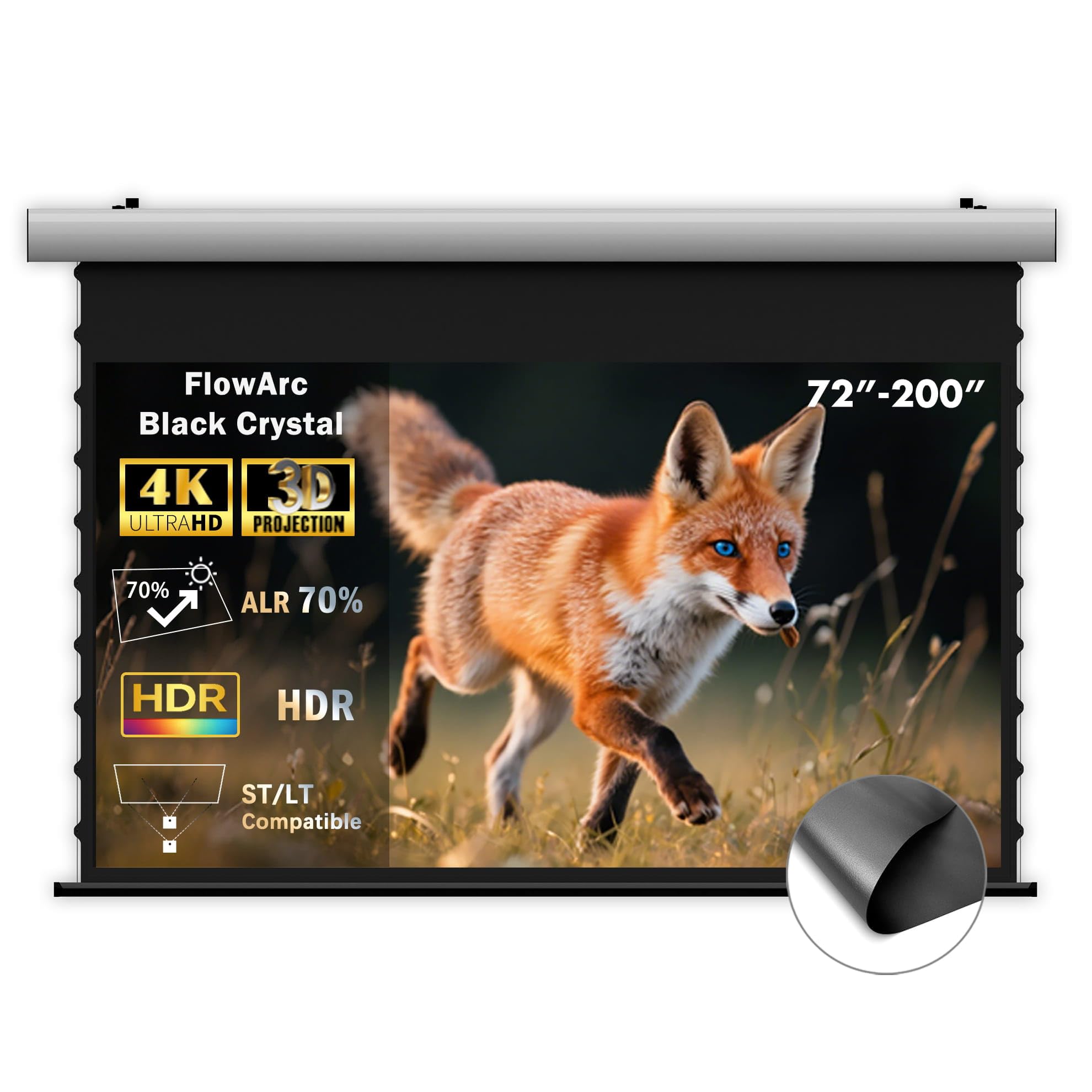 FlowArc Beamer Leinwand Elektrisch 100 Zoll Black Crystal