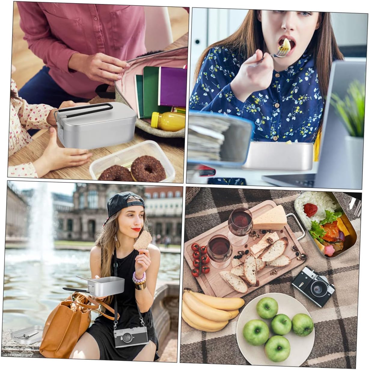 1set Portable Lunch Box Steamer Rack Utensils Windshield for Camping Picnics and Outdoor Travel Capacity Cloth Bag Included