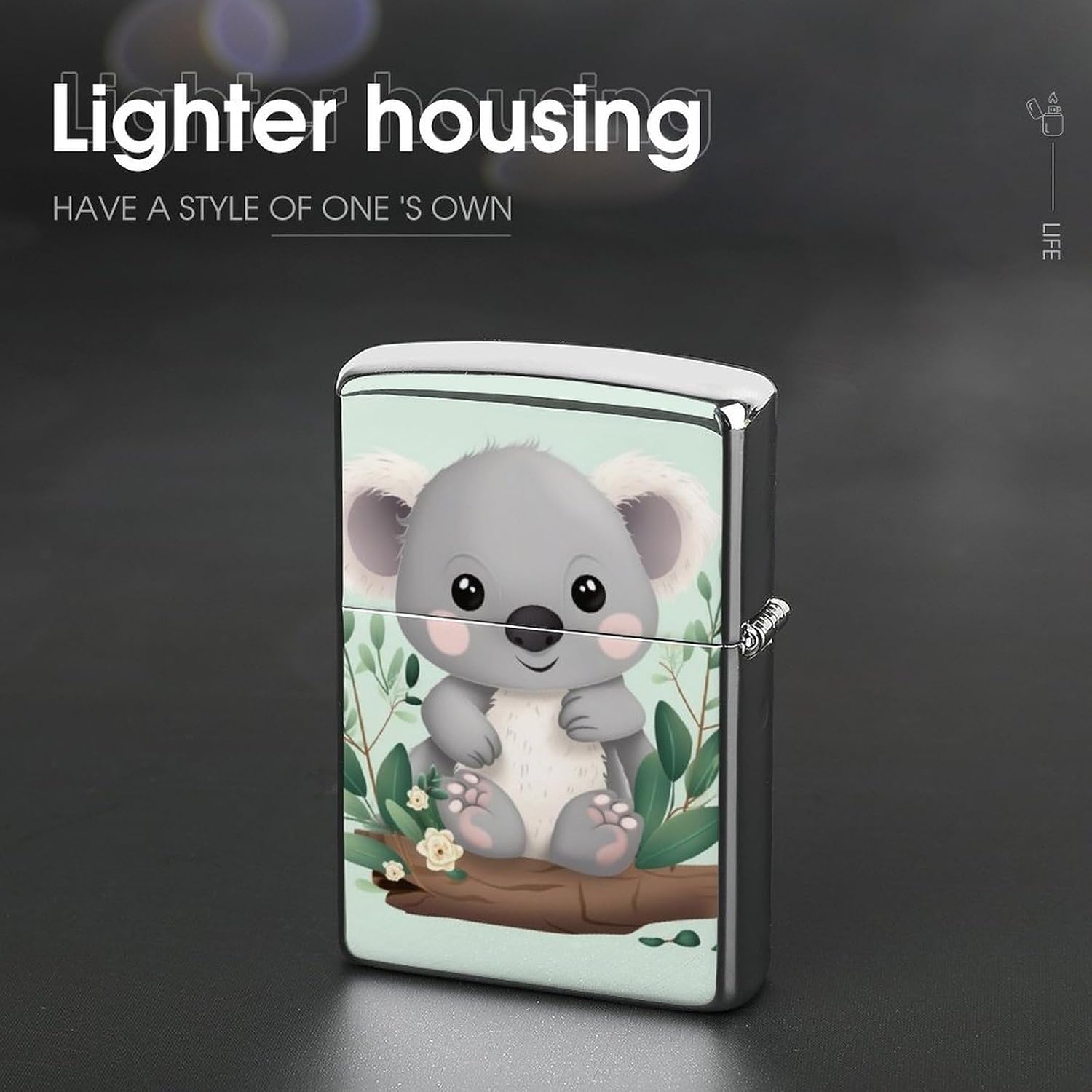 Koala Lighter Case for Men, Personalized Lighter Cover for Valentine's Day Gifts, Flip-Top Lighters Shell for Outdoor, Portable Lighters Protective Sleeve image 4