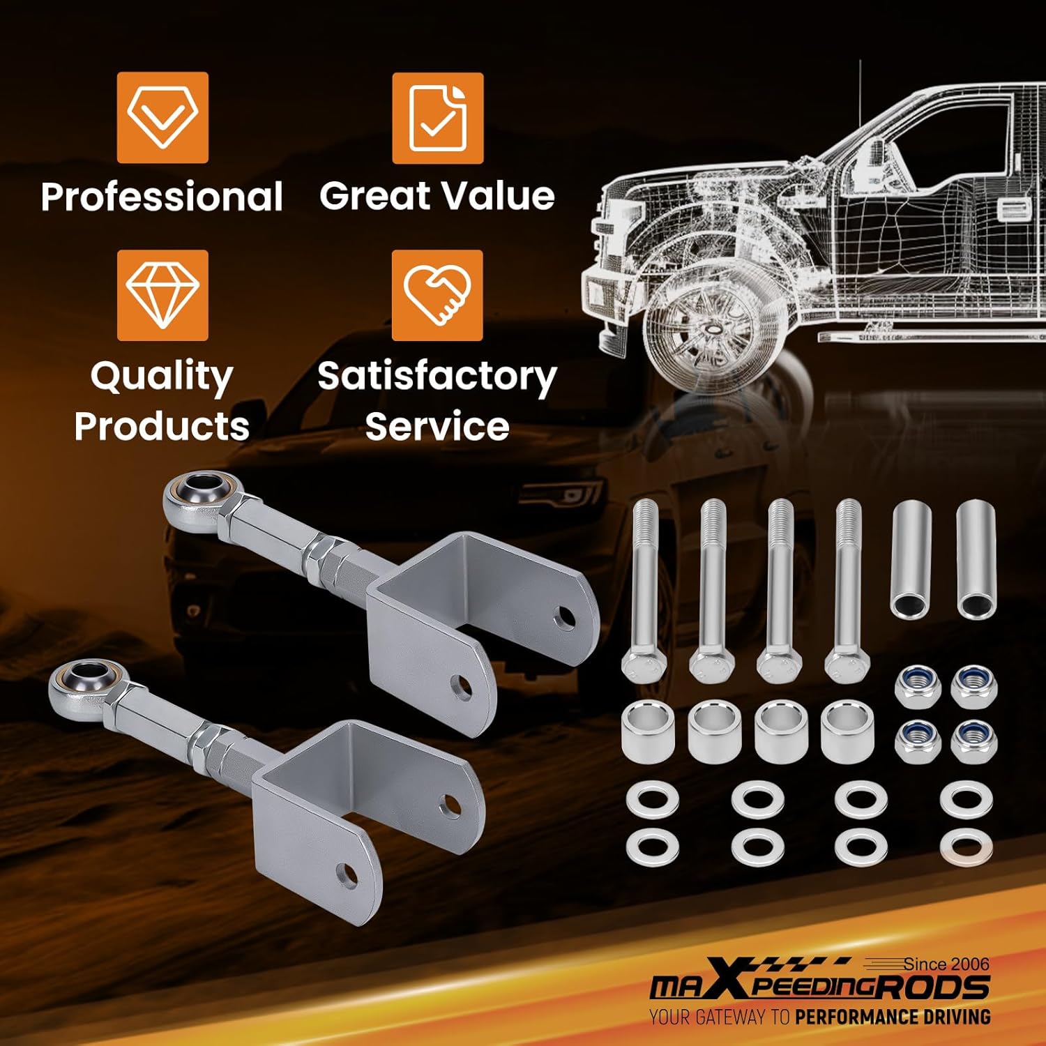 maXpeedingrods Rear Upper Control Arms for Ford Mustang 1979-2004 Adjustable Camber Arms