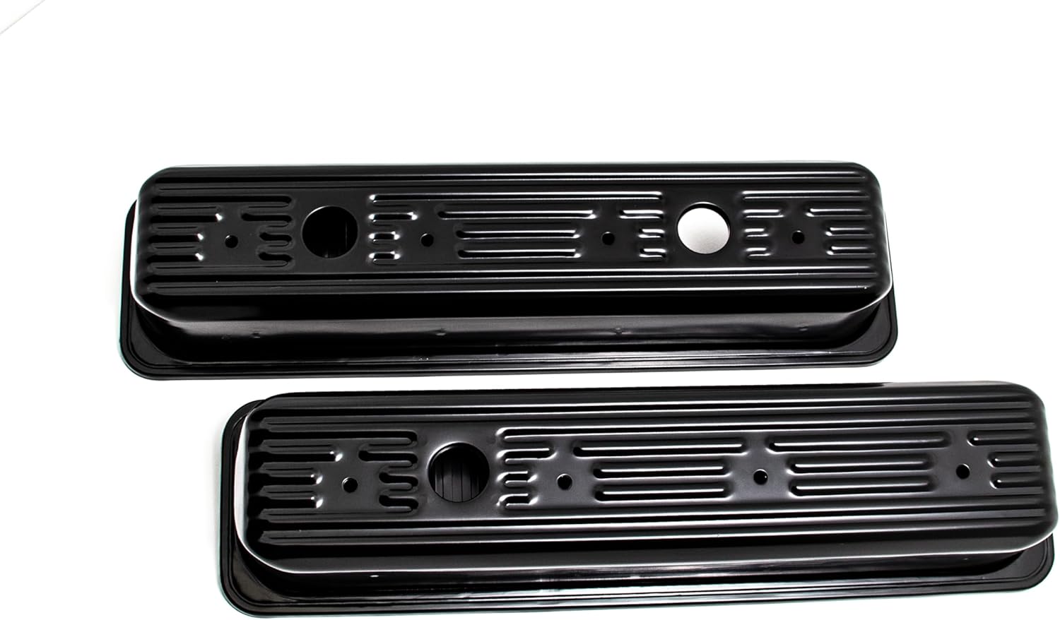 Compatible/Replacement Steel 1987–2000 Chevy/GMC 5.0L & 5.7L Center Bolt Tall Valve Covers – Black (1‑Hole / 2‑Hole Set)