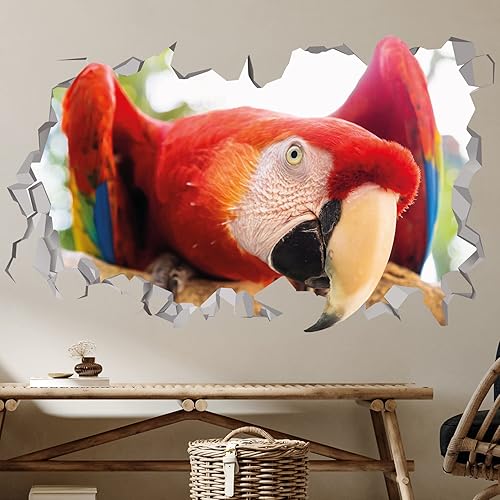 Calcomanía de pared de loro guacamayo decoración de pájaros decoración de pared tropical de loros calcomanía de pared tropical decoración de