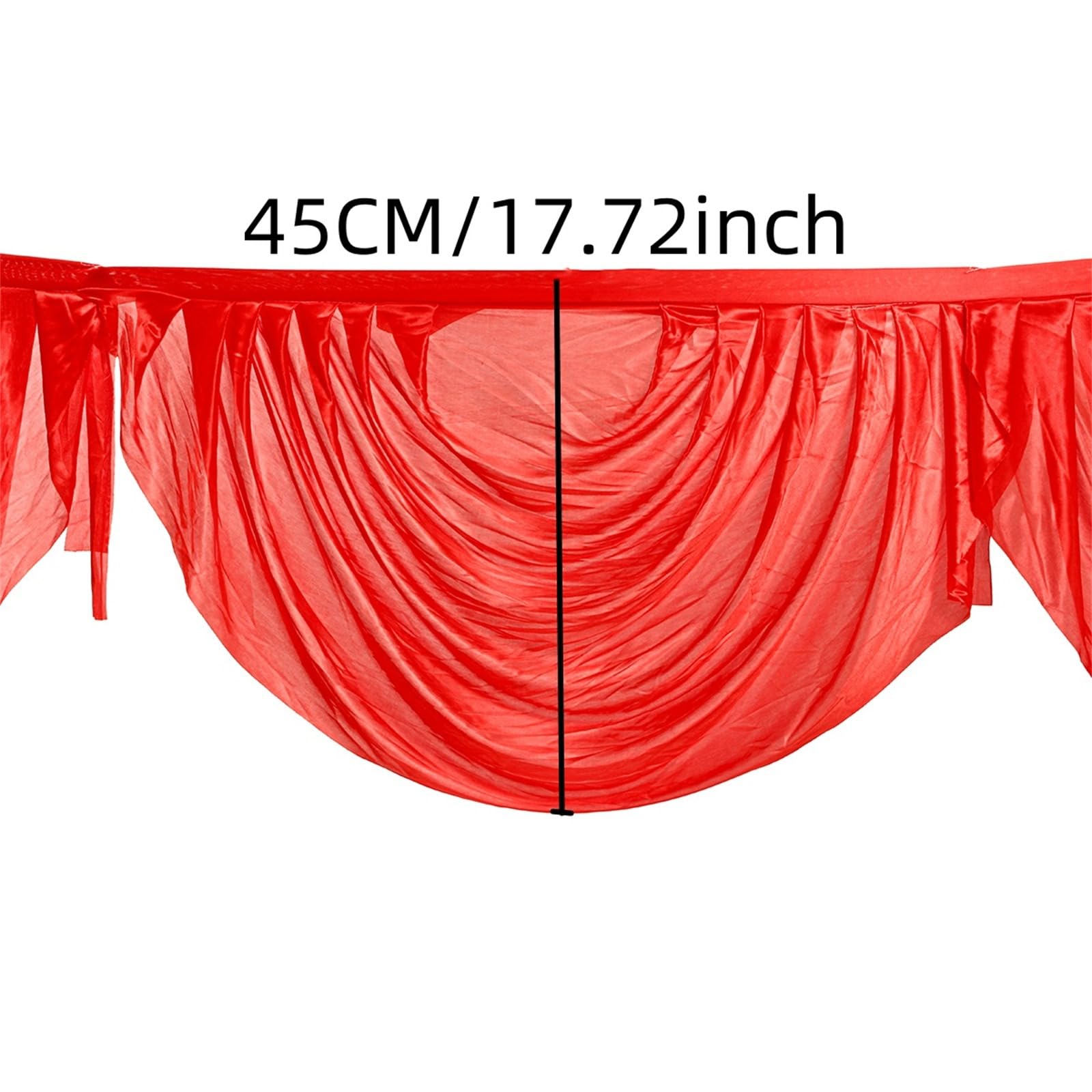 Ice Silk Swag Valance Window Curtain, 300CM Drapes for Wedding, Party, Home, Hotel Decorations Indoor and Outdoor (Red)