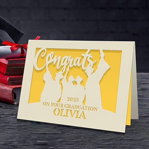 Miniatura 2 de EDSG Tarjetas de graduación personalizadas, felicitaciones, regalo de graduación, suministros de decoración de graduación, corte de papel láser con