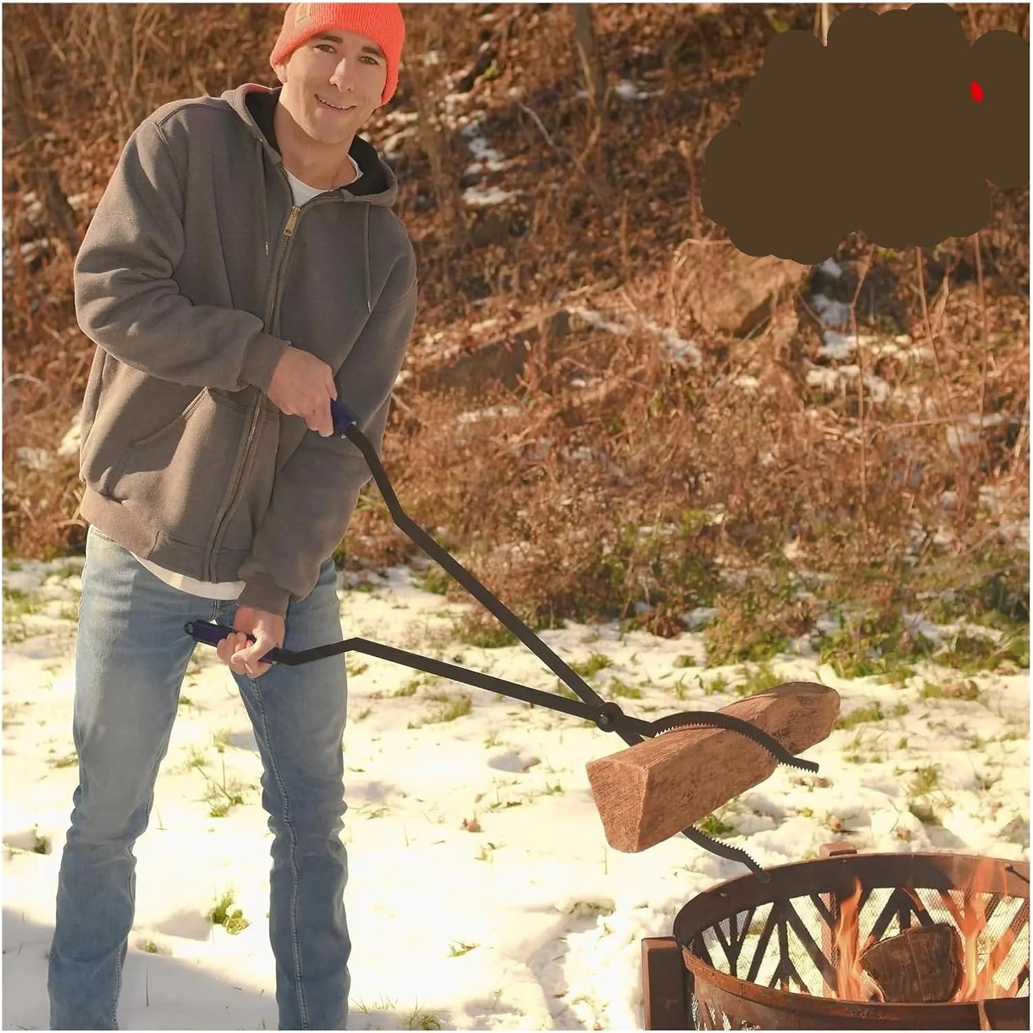 40' Fire Log Tongs & Poker Set, Rustproof Outdoor Indoor Campfire Backyard Deck Tool for Fire Pit Bonfire Campfire Outdoor Indoor