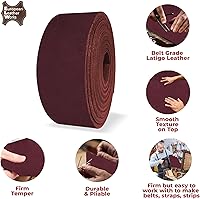 Vista 3 de ELW 9-10 oz (0.142-0.157 in) Latigo Cinturón de cuero Grado Correas y tiras Tamaño: 1.25"x72" (3.2x183cm) Borgoña Cuero de vaca de grano