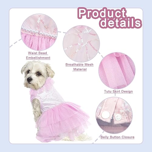 Miniatura 2 de Vestido de boda para perro, vestidos para perro pequeño hembra, vestidos de novia para perrito, vestido de cumpleaños para perro, ropa de cachorro