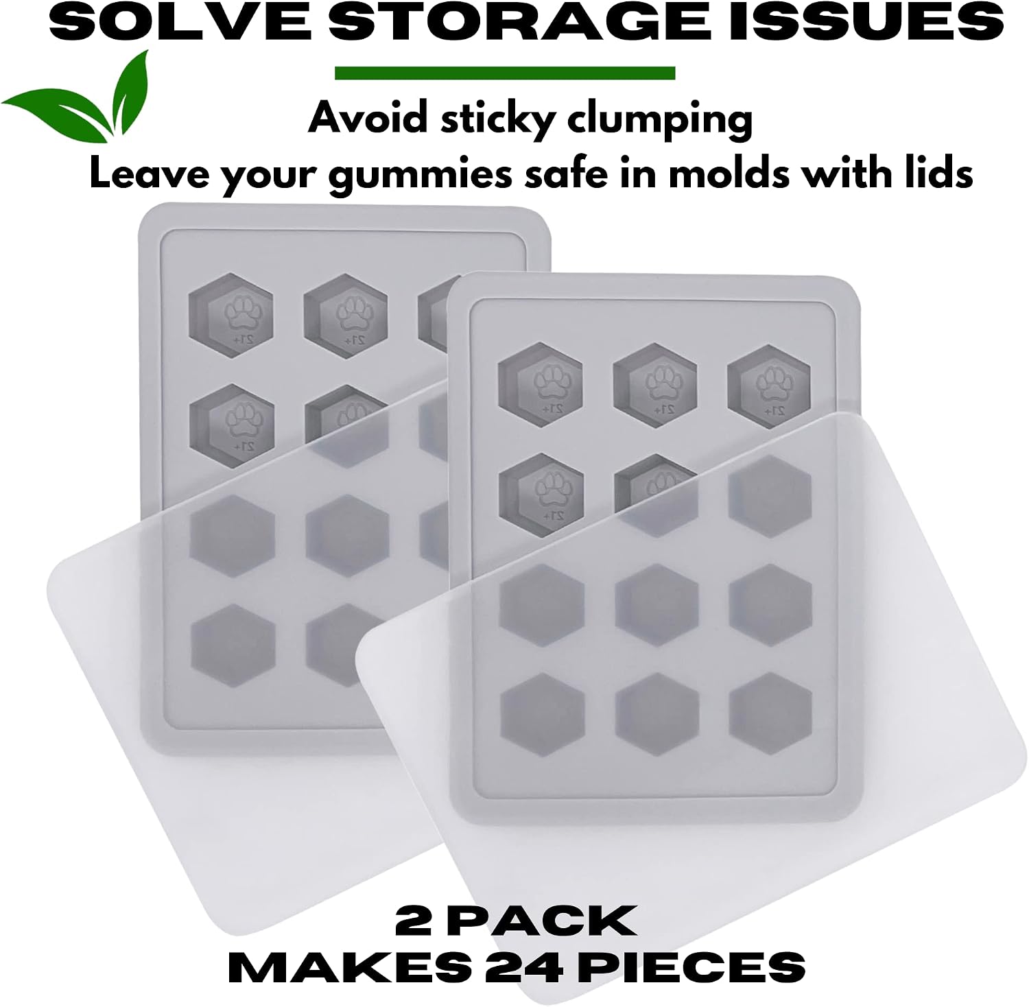 Alpha420 Large Gummy Molds with Lids, 10ML Silicone, 24 Pieces, Red, Rectangular Prism, Perfect for Making Hard Candy, Chocolate, DIY Gelatin, Non Stick, Bpa Free