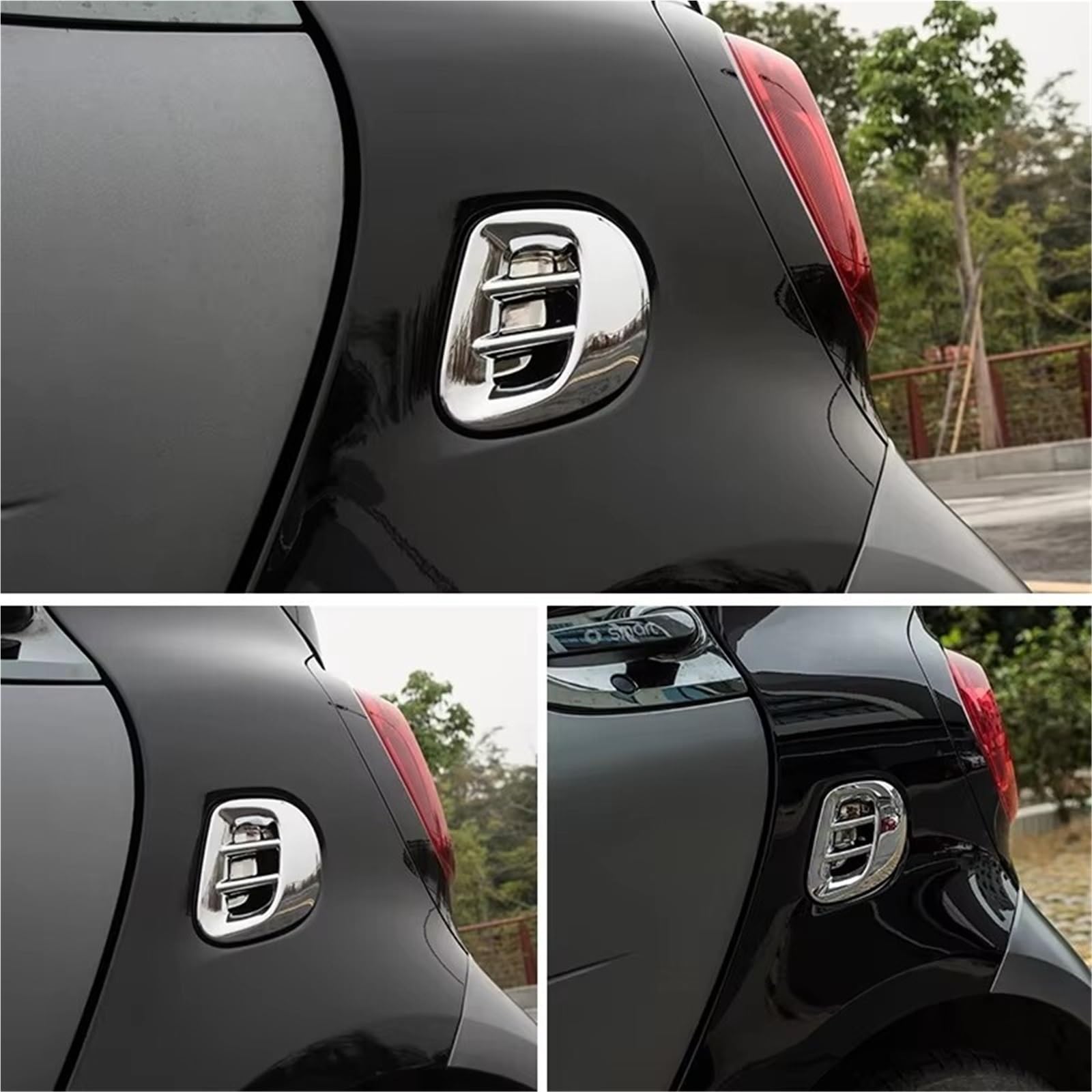 Naklejki dekoracyjne na boczne drzwi Pasuje do Smart 453 Fortwo Tylna rama wylotu powietrza samochodu Naklejki na karoserię Osłona ochronna bocznego skrzydła(Carbon fiber pattern)
