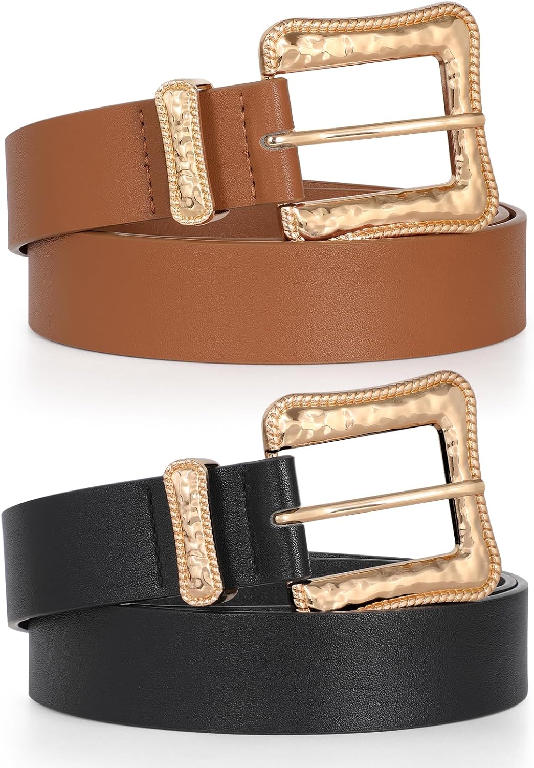 JASGOOD Plus Size Women's Leather Belt for Jeans Pants, Fashion Ladies Waist Belt with Gold Buckle