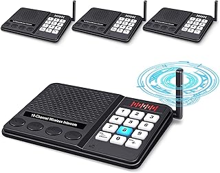 Intercoms Wireless for Home 1 Mile Long Range - GLCON 10 Channel 3 Code Wireless Intercom System for Buiness Office House Elderly - Room to Room Home Intercom Communication System (Pack of 4)