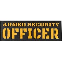 Reflective Armed Security Officer Patch With Hook and Loop Laser Cut Back Panel Black-Yellow
