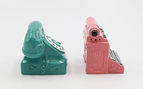 Miniatura 3 de Juego de salero y pimentero retro vintage de porcelana fina, teléfono y máquina de escribir, 3-3/8 pulgadas