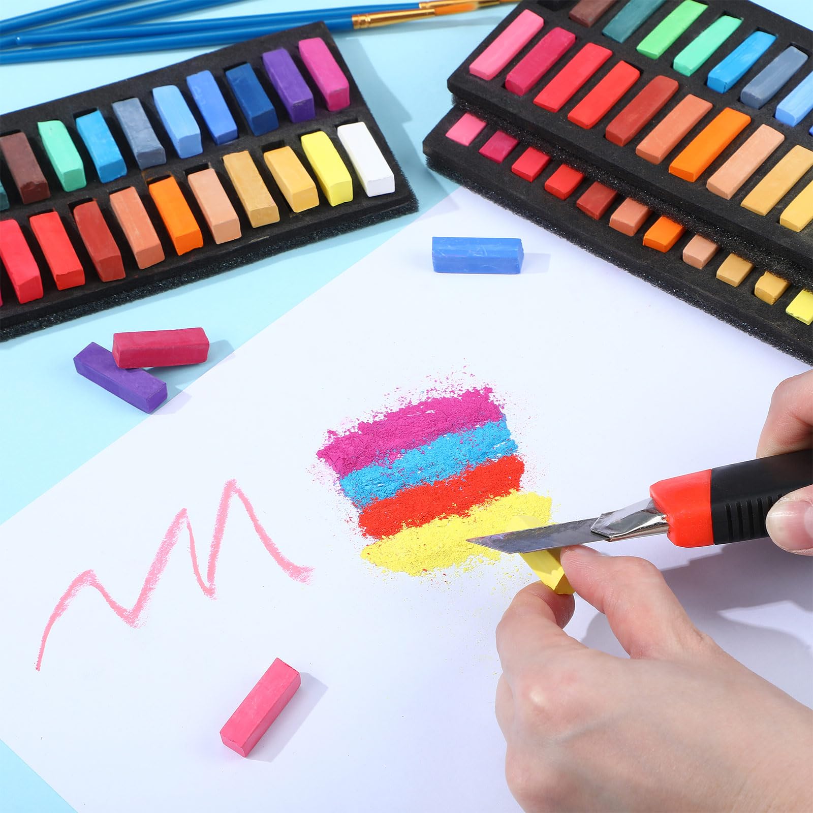 Watersay Lot de 576 bâtons de craie pastels carrés de 24 couleurs en vrac de 3,5 cm pour bureau, art, dessin, peinture, kit de fournitures artistiques professionnelles