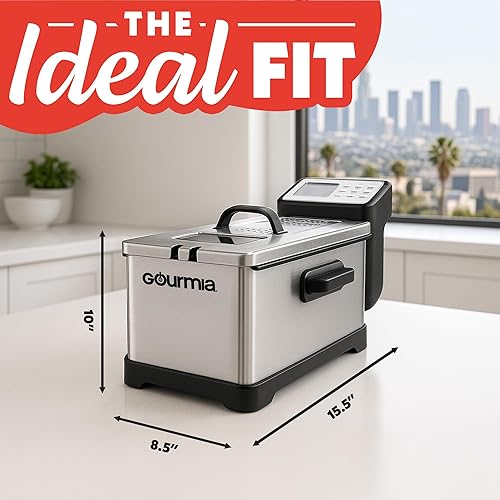 Miniatura 9 de Gourmia Freidora de encimera de 3.2 cuartos de galón freidora de aceite eléctrica con pantalla digital, control de temperatura ajustable de 280 F a