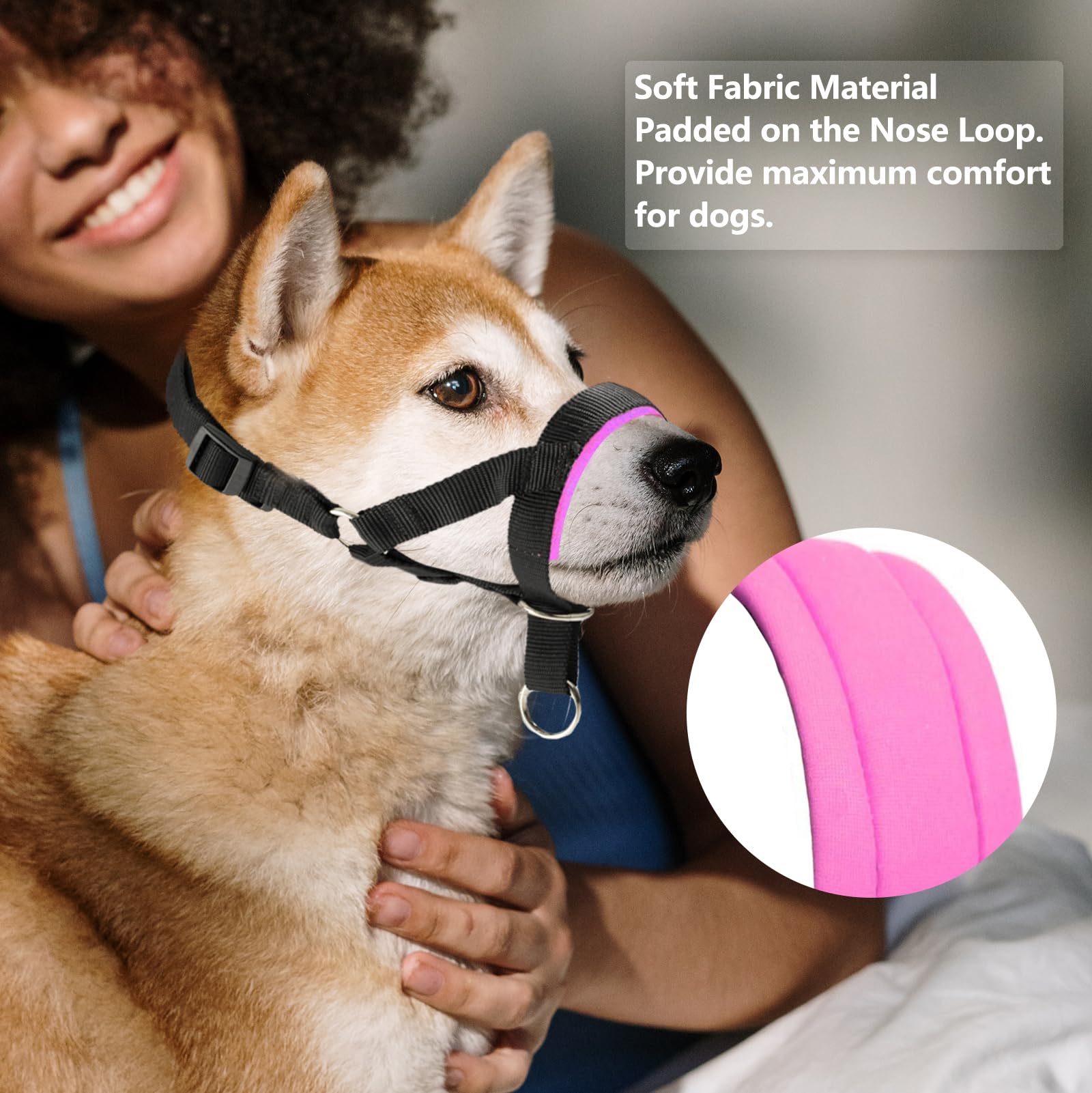Collar para la cabeza de perro con tela suave, arnés para la cabeza para evitar tirones del perro, correa para la cabeza para perros pequeños, medianos y grandes (M, verde)