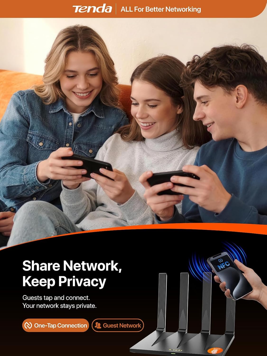 Tenda AX3000 WiFi 6 Router,Dual-Band Gigabit Wireless Internet Router, Mesh & AP Mode, Built-in VPN, NFC Tap-to-Connect, OFDMA MU-MIMO, Secure IoT Network for Home Gaming & 4K Streaming(RX12 Pro V3.0) 9 71vVN2rnPgL. AC SL1500