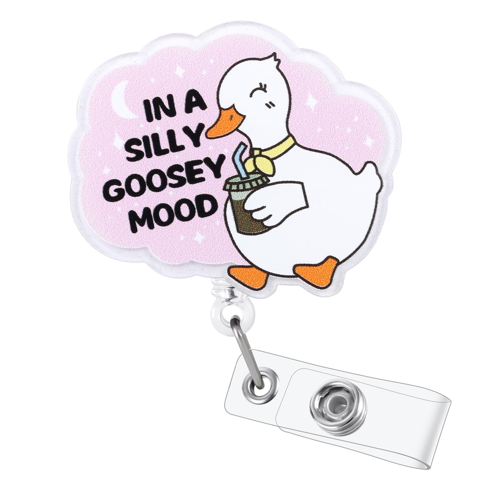 in A Silly Goosey Mood Funny Badge Reel, ID Name Work Badge Holder with Retractable Clip, Cute Badge Clip Accessories for RN CNA LPN LVN Medical Worker Doctor Teacher Nursing Student — image 1