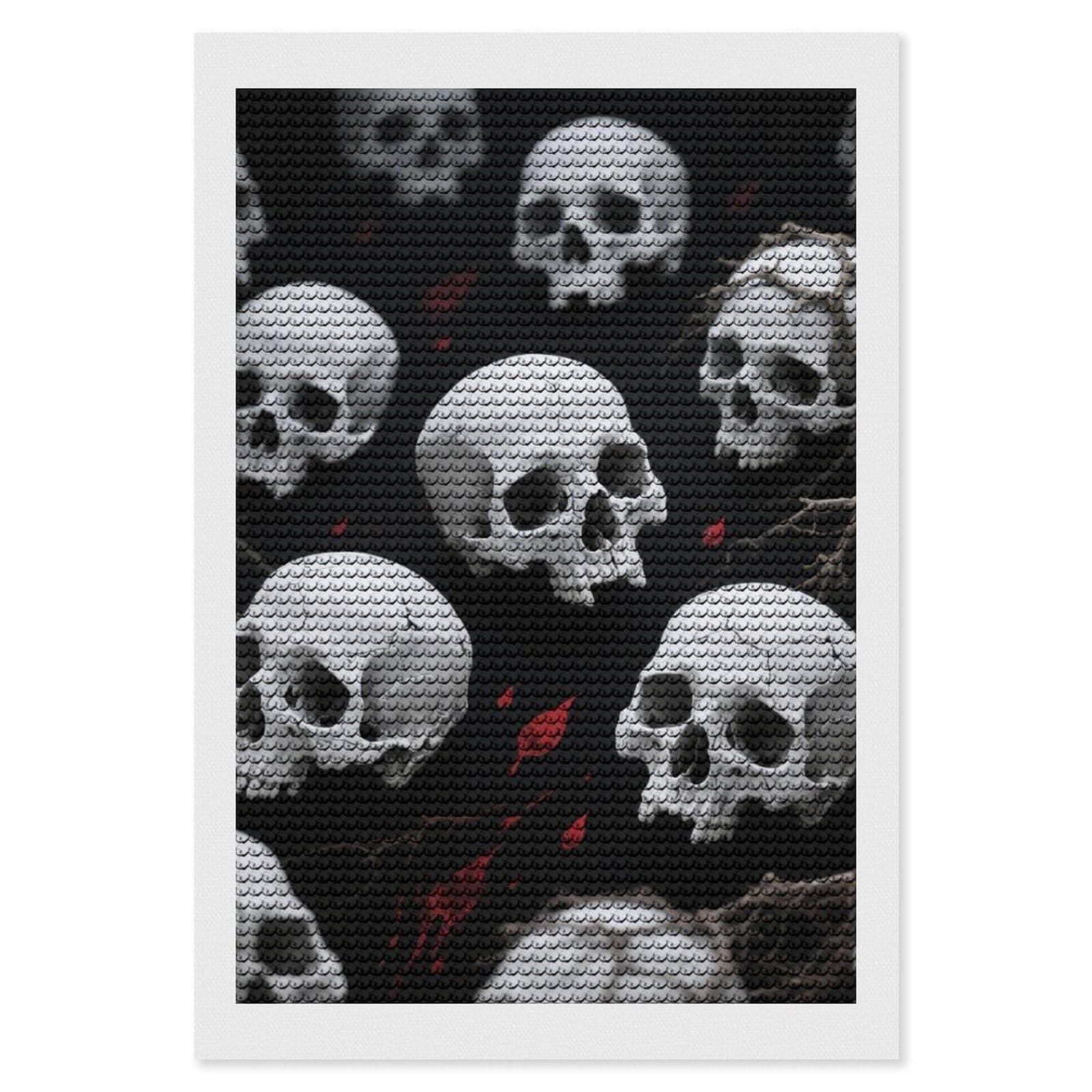 DWVTSLH Skulls Diamond Painting Kits for Adults, Personalized Diamond Photo Art Full Drill, DIY 5D Diamond Art Painting Kits for Beginners, Home Wall Decor 8"x12"