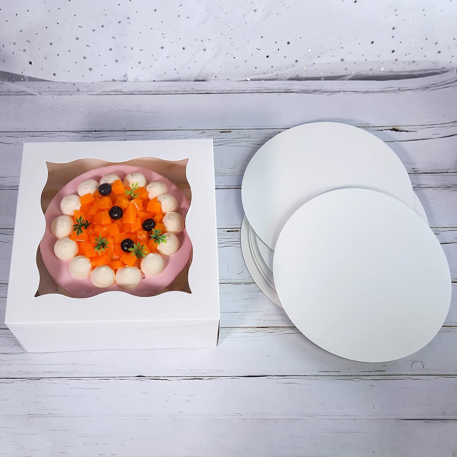 [15pcs]10x10x5 inch Large Tall Cake Boxes and Boards,Sturdy Bakery