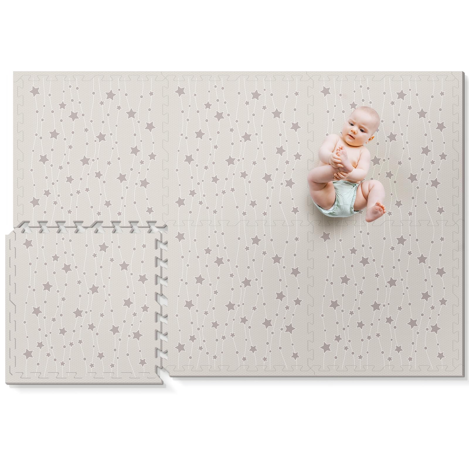 Photo 1 of **CUT DURING OPENING SEE PHOTOS**
PIGLOG Baby Play Mat - Interlocking Foam Floor Tiles Foam Play Mat 72x48 Inches