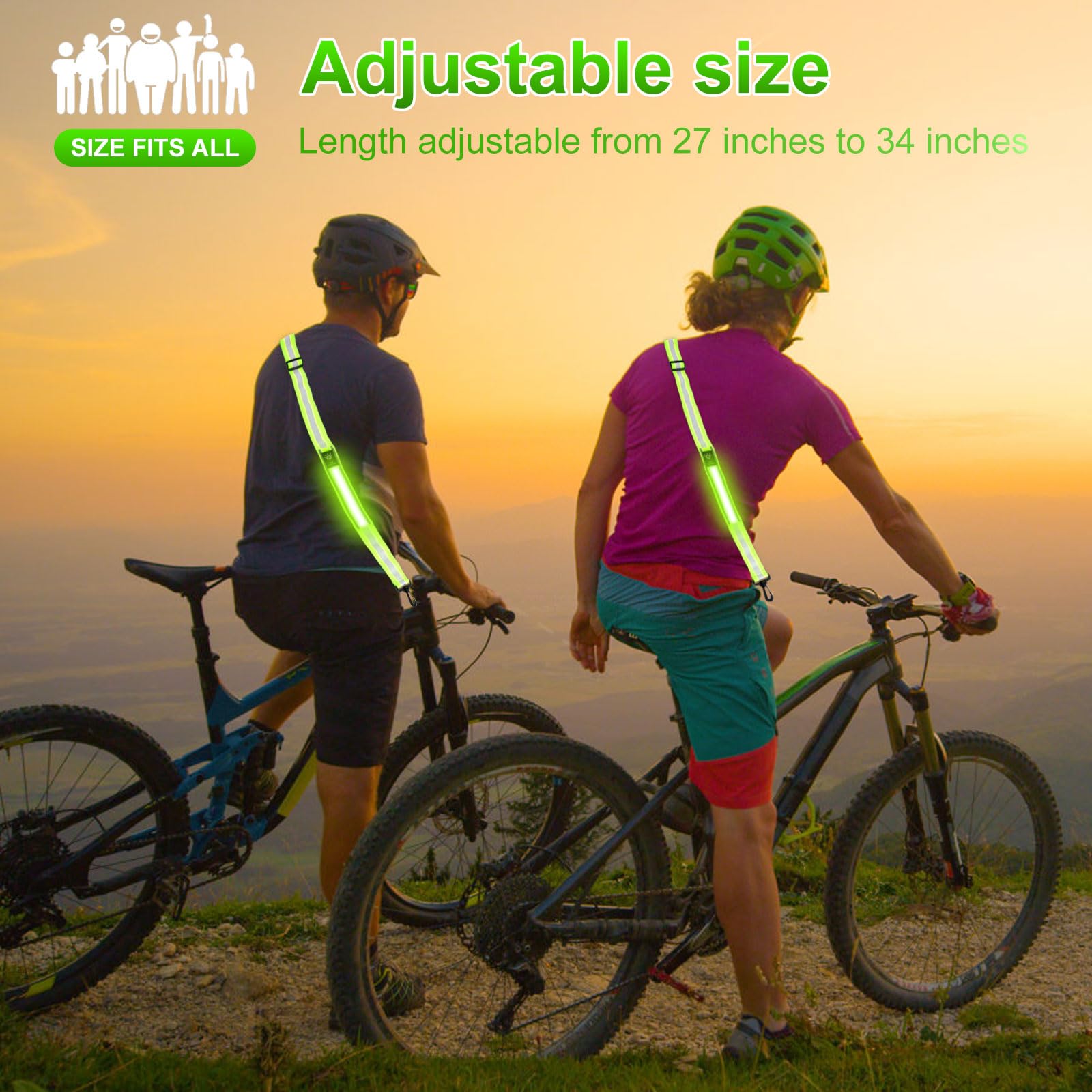 DAWRIS Cintura riflettente a LED, luci di sicurezza per camminatori notturni, alta visibilità, attrezzatura da corsa riflettente per uomini, donne, bambini, passeggiate notturne