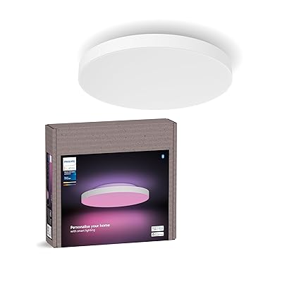 Philips Hue Datura Smart Ceiling Panel (Small Round 2.49in x 15.12in) White & Color Light, Bluetooth Compatible, Voice Control with Alexa, Apple Home & Google Assistant†?