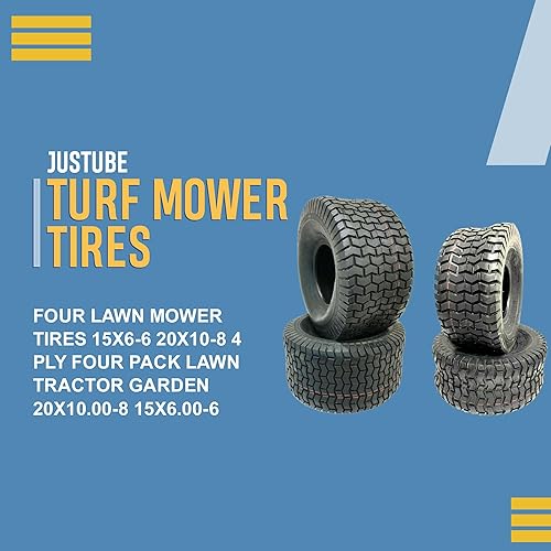 Miniatura 2 de Cuatro neumáticos para cortacésped de 15 x 6  6 20 x 10-8  4 capas, 4 capas, tractor de césped para jardín, 20 x 10.00-8, 15 x 6.00-6, tracción
