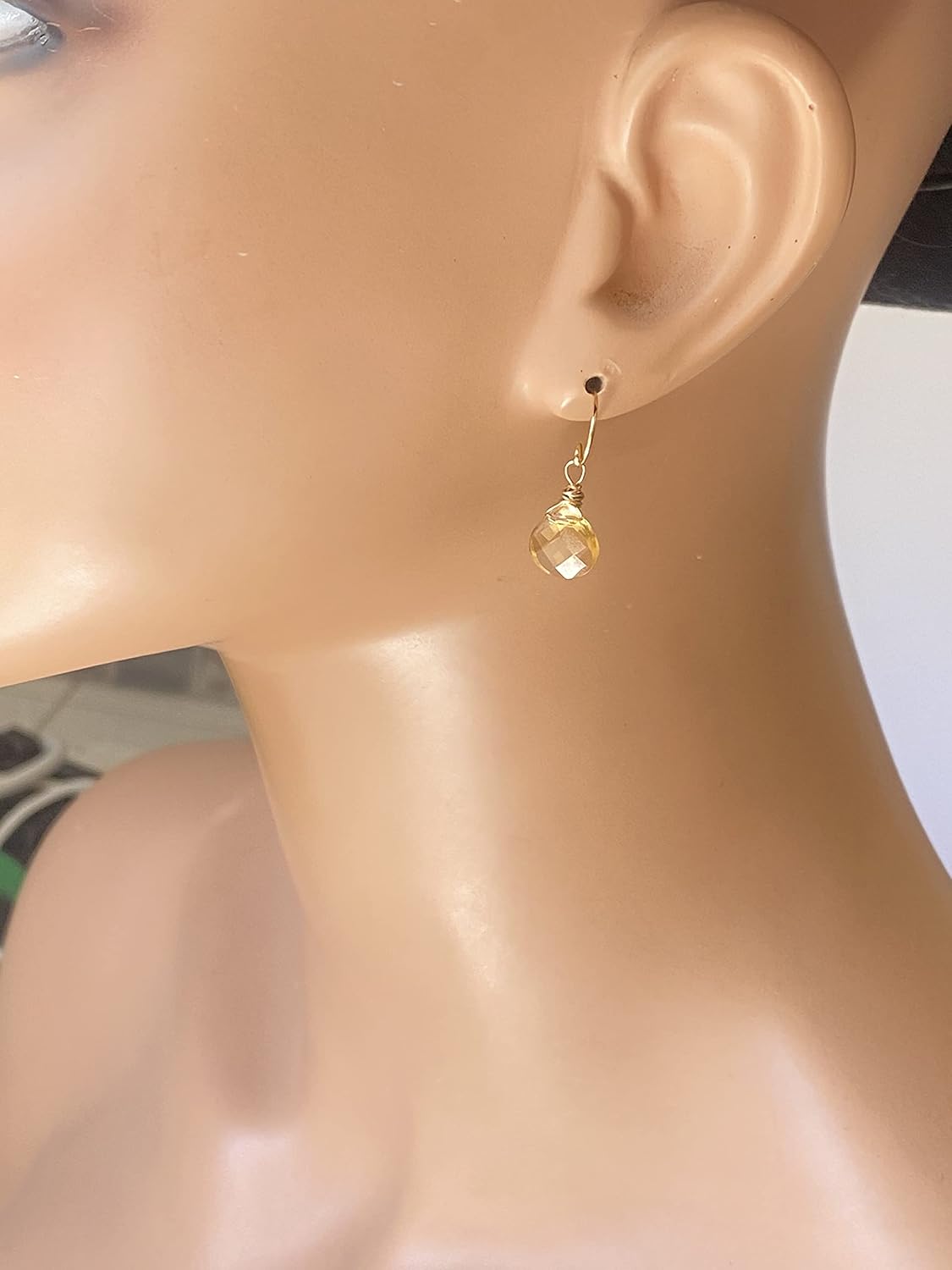 Handmade 14k Gold Fill Natural Citrine Dangle Earrings, Yellow Natural Stone Drops, November Birthstone Jewelry