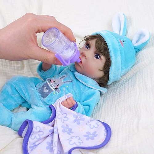 Miniatura 6 de BABESIDE Ropa de muñecas de bebé gemelas con juego de cuidado para muñecas de 10 a 12 pulgadas, ropa de muñeca de bebé y accesorios para muñecas de