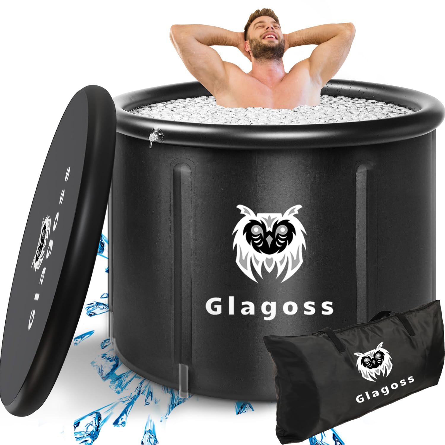 XL 126gal Cold Plunge Tub Made From Safe Healthy Environmentally Friendly Materials Ice bath Barrel for Muscle Relax Therapy Recovery Cold Water Training. Portable Indoor Outdoor with Carry Bag