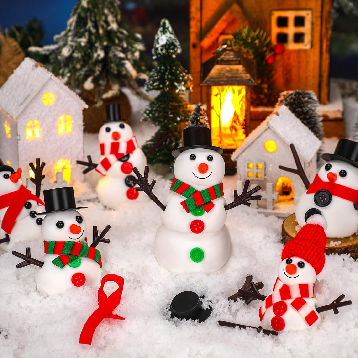 Liliful 30 Pack 1081 Pcs Christmas Snowman DIY Craft Kits Build a Snowman Crafts Accessories for Winter Parties Christmas Stuffers Xmas Gift(Clay)
