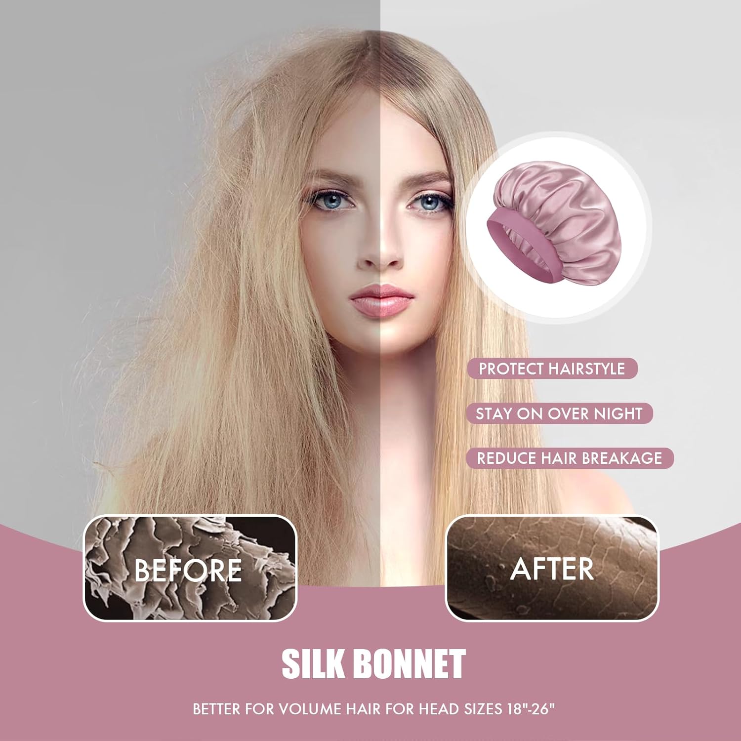 Satin Silk Bonnet for Sleeping, Double Layer Silk Sleep Cap for Men & Women, Soft Satin Lined Bonnet for Curly Hair - Image 4