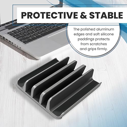 Miniatura 6 de Elestoria Soporte vertical múltiple para laptop  Soporte vertical para laptop con capacidad para 5 dispositivos, se adapta a todos los MacBooks,