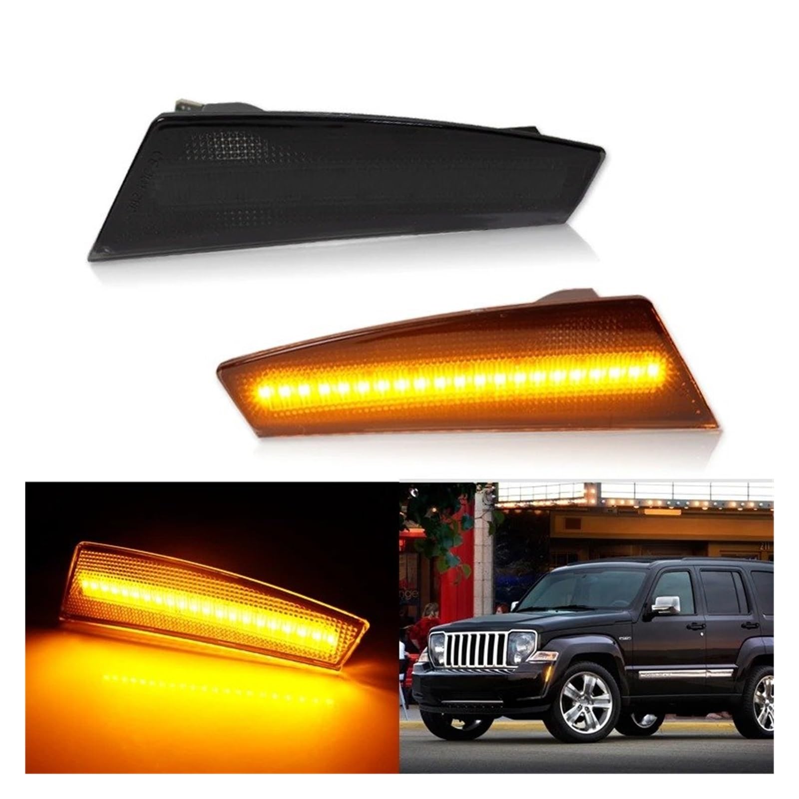 Segnale Girata Luce 2 Pezzi Giallo Ambra T10 12V Luci Posizione Laterali LED Paraurti Anteriore Lampada Direzione Bianca Per Jeep Per Cherokee Per Liberty (KK) 2008-2012 Auto Indicatori Direzione la