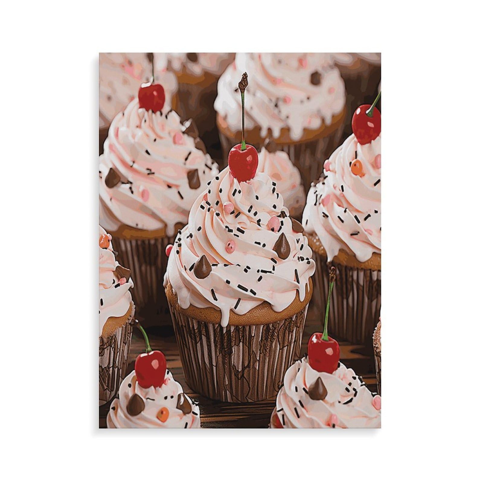 LPAGBCNU Malen nach Zahlen für Erwachsene und Muffins, Malen-nach-Zahlen-Set auf Leinwand, Acryl-Ölfarben, Malerei mit Pinseln, als Geschenk, Wanddekoration