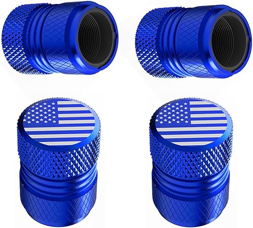 Tapones de vástago de válvula de neumático, paquete de 4 tapas de válvula de aire de aleación anodizada de alta calidad, anticorrosión, bandera